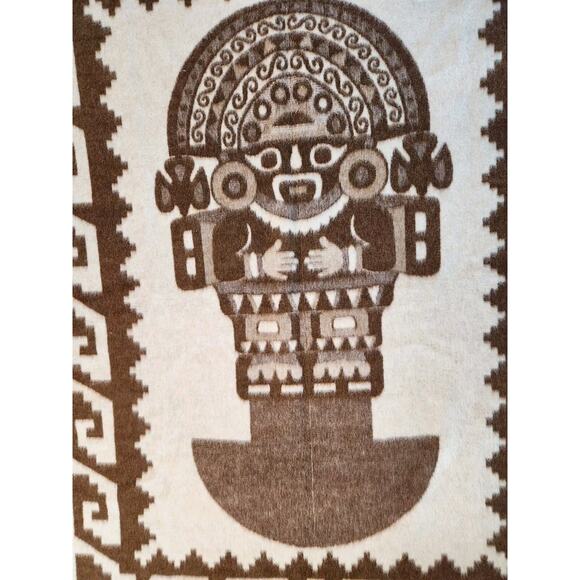 Vintage Alpaca Wool Reversible Andean Tribal Print Handwoven Blanket 84X66 NICE! - Picture 8 of 9